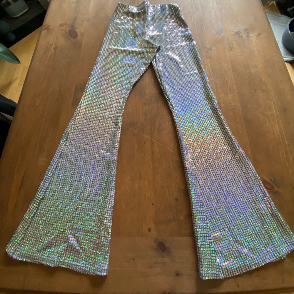 Top Shop Crop Flare Iridescent Pants